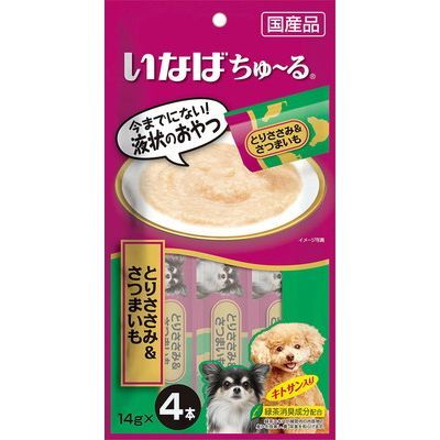 日本 INABA 伊納寶 CIAO 犬用啾噜（Churu）雞肉與地瓜口味流質肉泥零食（4條裝）