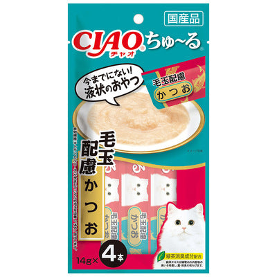 CIAO 糊仔小食 4條裝 - 毛球配處 鰹魚