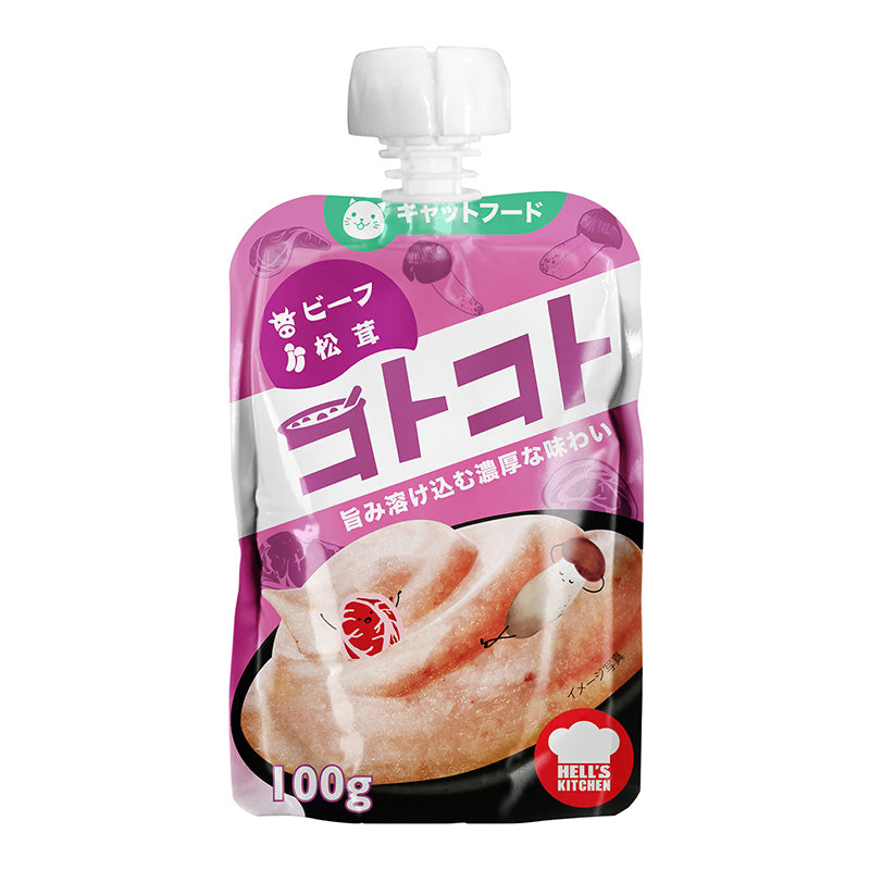 Hell's Kitchen 貓貓袋裝肉泥 - 牛肉香菇味 100g