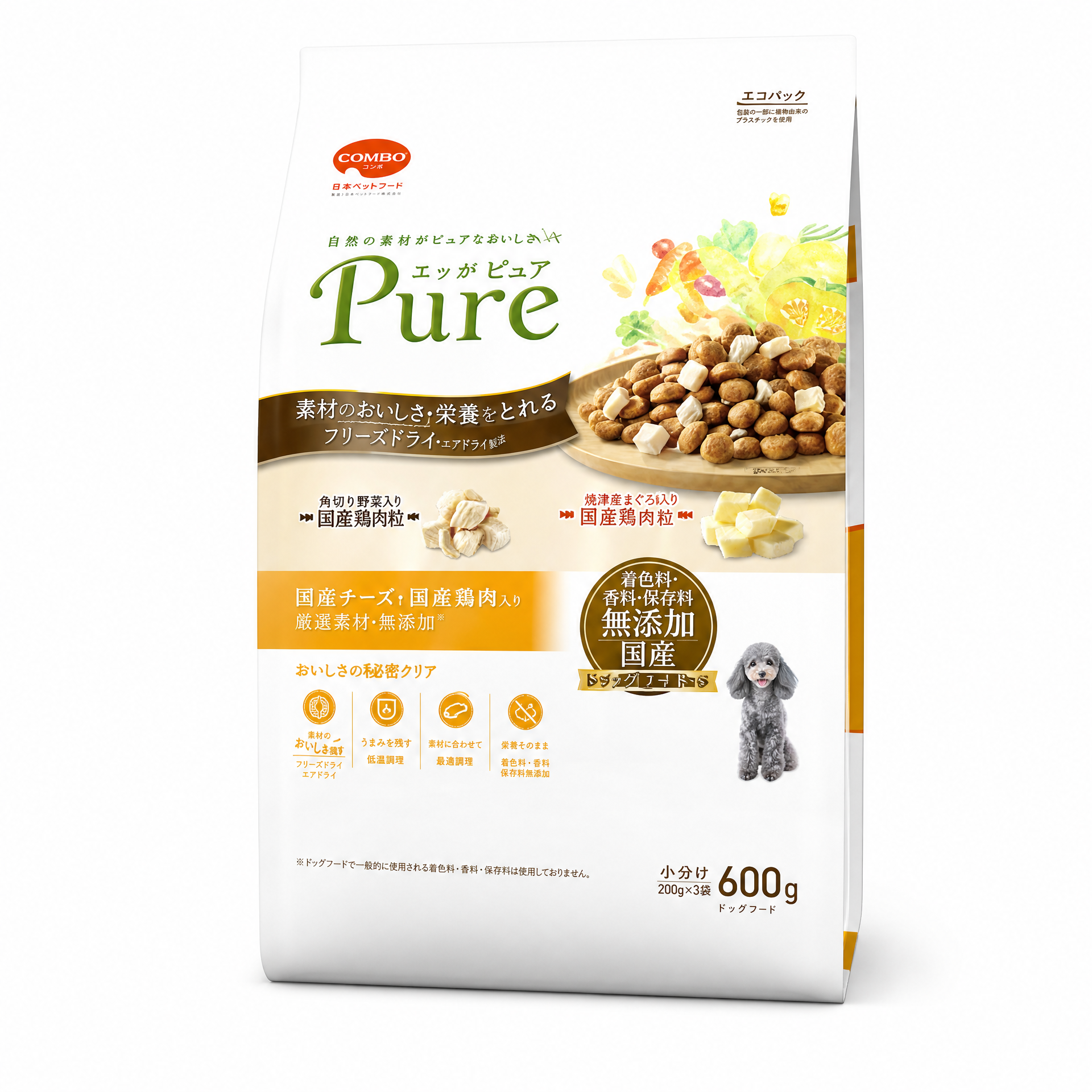 COMBO Pure 嚴選芝士日本產雞肉狗狗乾糧 600g