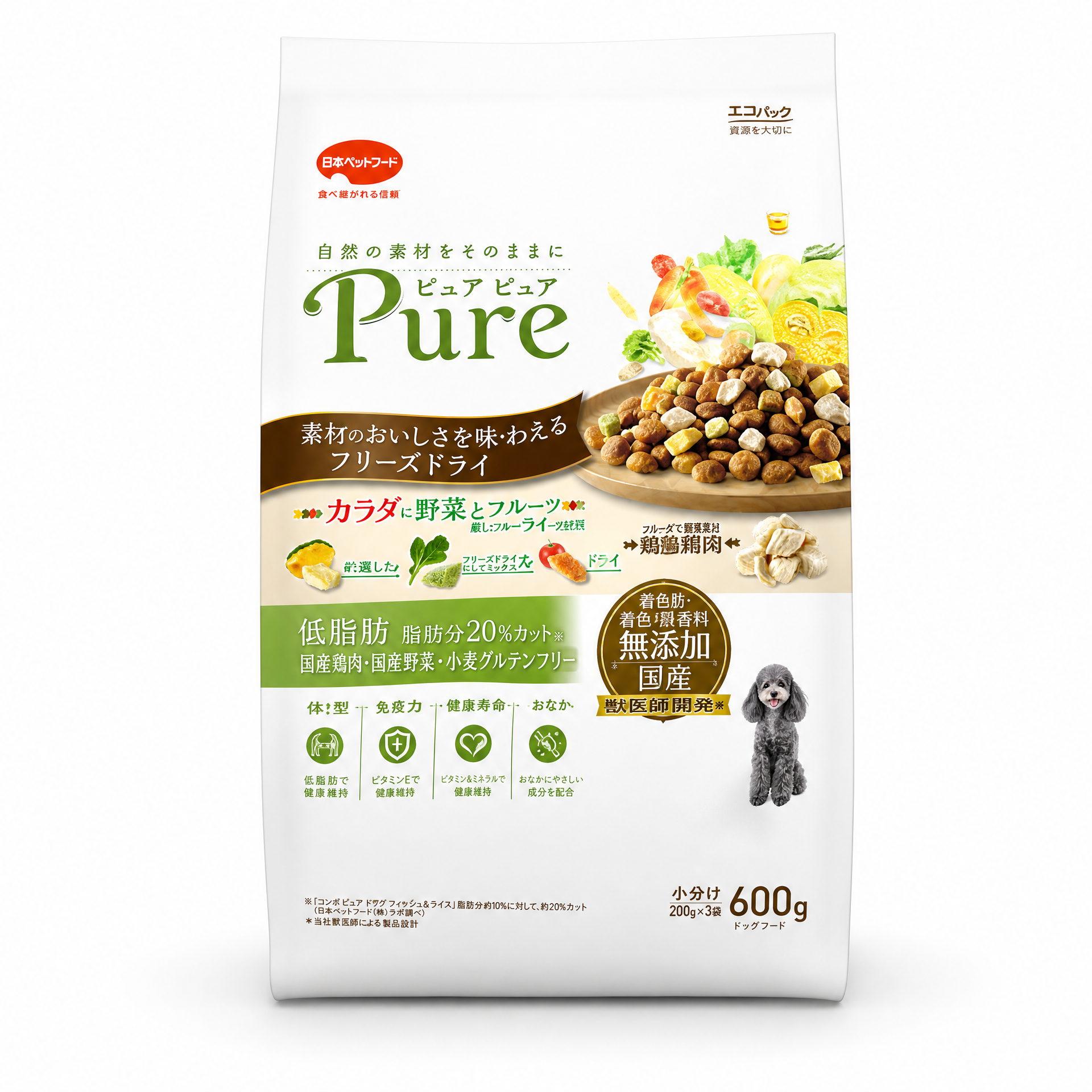 COMBO Pure 低脂日本產雞肉蔬菜狗狗乾糧 600g