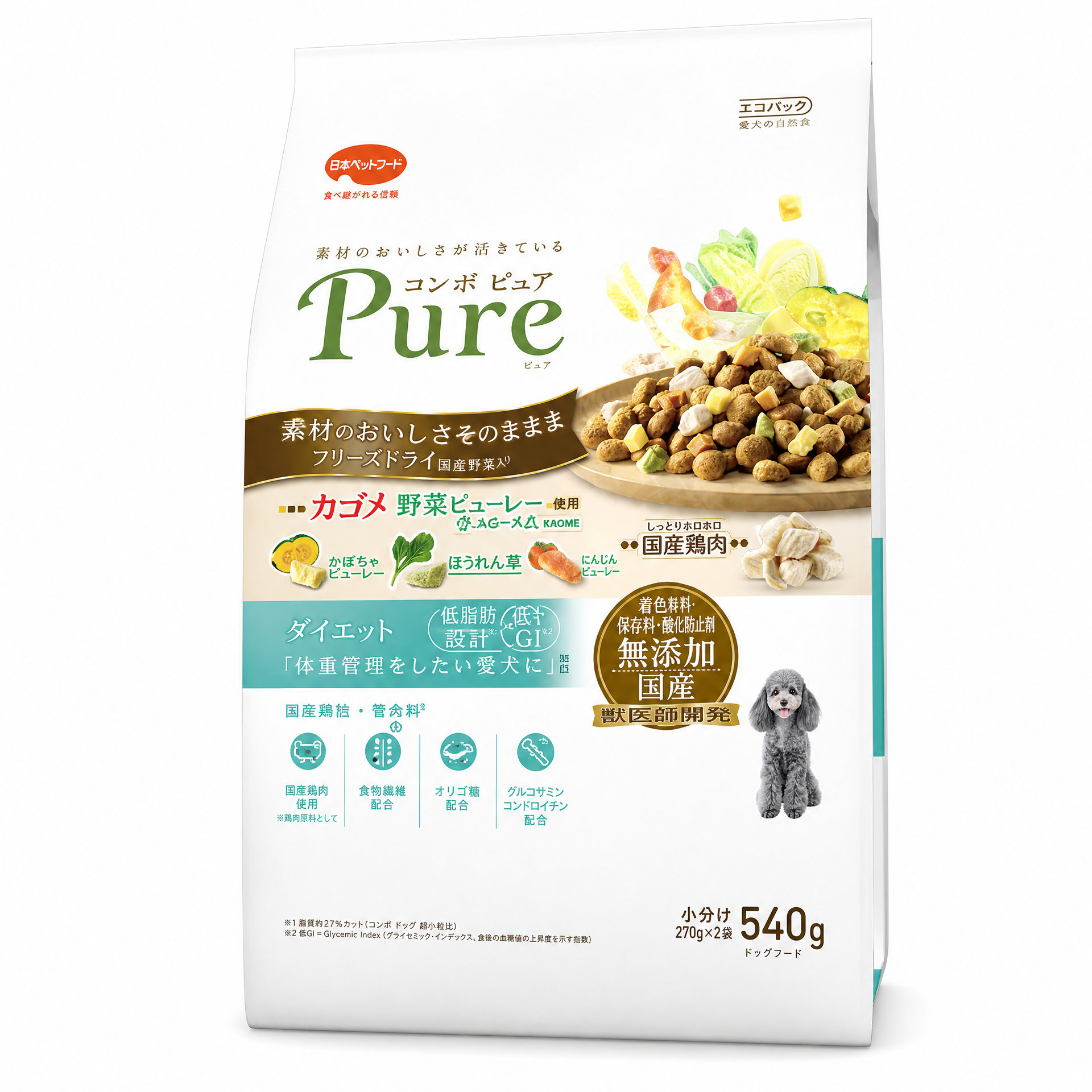 COMBO Pure 凍乾配料日本產雞肉蔬菜狗狗乾糧 540g